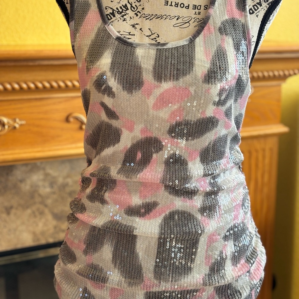 INC International Concepts Pink Gray Fitted Ruched Tank Top